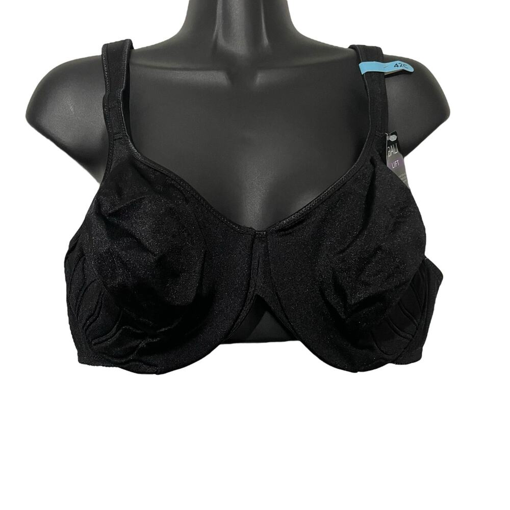 Bali Womens Bra Size 42C Live It Up DF3353 Seamless Underwire Bra Black Lifting